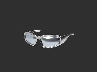 Trendy Modern Silver Sunglasses Featuring Stylish Frame And Reflective Lenses 3d model