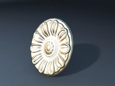 Elegant Round Golden Ceiling Light With Ornate Floral Pattern Design 3d model
