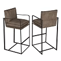 Modern Bar Stools With Gray Padded Seats And Black Metal Frames 3d model