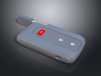 Automotive Car Key Component With Gray Case Red Button And Lock Functions 3d model
