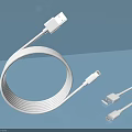 White Mobile Phone Charging Cable With USB Type C And USB A Connectors 3d model