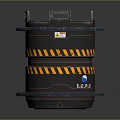 Industrial Equipment Container With Yellow Black Warning Stripes Top Handles And LCPC Label