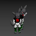 Game Movie Character Gray Rabbit Red Eyes Black Top Red R White Shorts Green Fishnet