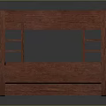 Red Wooden Bookshelf With Multiple Shelves And Lower Tabletop For Home Furniture