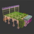 Modern Wooden Roof Structure With Barbed Wire Fence And Support Pillars