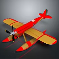 Red And Yellow Seaplane Model Featuring Propeller And Floats Design 3d model