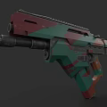 Futuristic Camouflage Weapon 3D Model Featuring Green Red Orange Patterns And Modern Design 3d model