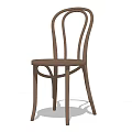 Brown Wooden Dining Chair Featuring Curved Backrest And Elegant Slim Legs Design