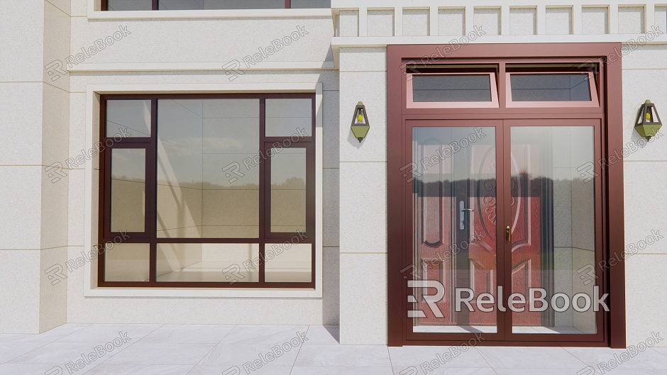 Modern Gate Financial Street Courtyard Floor-to-ceiling Windows Double Door model