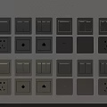 Various Gray Electrical Switch Panels With Different Designs And Sockets Arranged Neatly 3d model