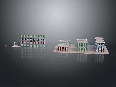 Modern Building Models With Colorful Facades And Multi Story Window Designs 3d model