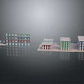 Modern Building Models With Colorful Facades And Multi Story Window Designs