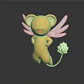 Game And Movie Character Yellow Cartoon Figure With White Wings And Lotus Shaped Tail