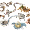 Diverse Creative Outdoor Playground Equipment With Slides Climbing Structures And Swings