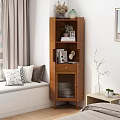 Wooden Storage Cabinet With Books Photo Frame And Plants In Living Room Sofa Area