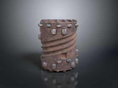 Industrial Style Metal Lamp Set With Decorative Bolts And Textured Vintage Surface 3d model