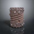 Industrial Style Metal Lamp Set With Decorative Bolts And Textured Vintage Surface