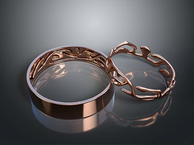 Brass Hardware Tool Rings With Intricate Patterns And Polished Surface 3d model