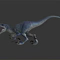 Fierce Blue Scaled Dinosaur Roaring With Open Mouth And Sharp Claws On Reflective Floor