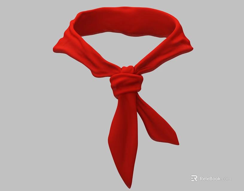 Classic Red Fabric Scarf With Knotted Front As Neck Accessory 3d model
