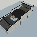 Ancient Architecture Traditional Roof With Eaves And Wooden Carved Structure Blue Brick Walls