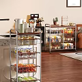 Multi tier Metal Storage Racks with Wheels for Kitchen Supplies and Fruits in Home Living Space