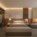 Modern Minimalist Hotel Guest Room With Bed Nightstands Sofa And Decorative Painting