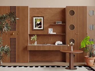 Middle Ancient Locker Decorative Cabinet Green Plant Ornaments Combination 3d model
