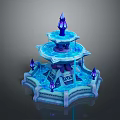 Blue Multi tiered Fountain Featuring Crystal Icy Design And Spire Ornaments