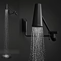 Modern Black Shower Head With Strong Water Flow And Sleek Wall Mounted Design
