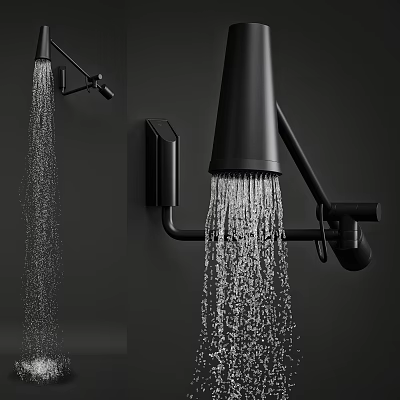 Modern Black Shower Head With Strong Water Flow And Sleek Wall Mounted Design 3d model