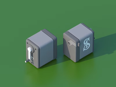 Gray Cubes With Keyhole Key And Dollar Sign On Green Background 3d model