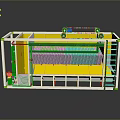 Yellow Industrial Equipment Frame With Conveyor System And Safety Ladder Platform