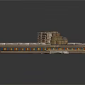 Military Camp Scene Platform With Stone Border Wooden Crates And Fuel Barrels