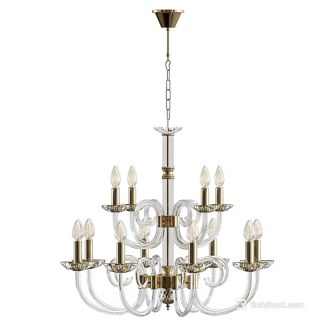 Elegant Crystal Chandelier With Gold Finish Multiple Arms Decorative Lighting Fixture 3d model 