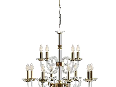 Elegant Crystal Chandelier With Gold Finish Multiple Arms Decorative Lighting Fixture 3d model