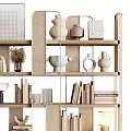 Modern Stylish Multi Tiered Shelf Unit With Books Decorative Vases And Ornaments