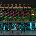 Stylish Bar Interior Design With Colorful Hexagon Decor Neon Lights Bar Counter And Stools