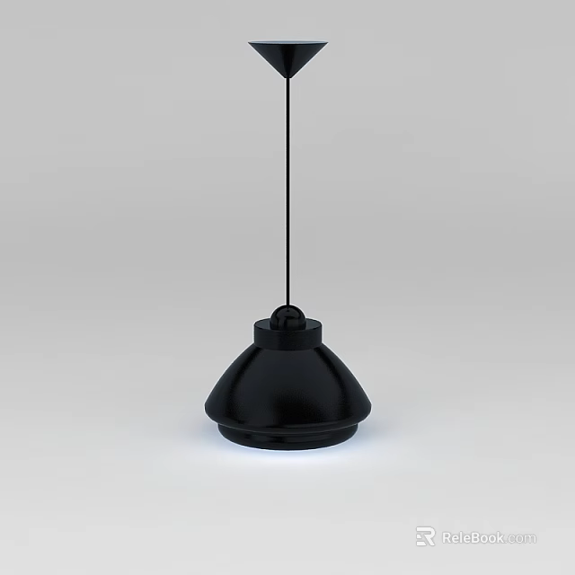 Modern Black Pendant Light with Minimalist Design for Interior Spaces 3d model 