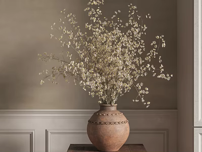 Quiet Pottery Pot Vase Jar Dried Branches Vase Dried Flowers Vase 3d model