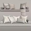 Light Beige Sofa With Patterned Pillows And Cozy Blanket Decorative Setup 3d model