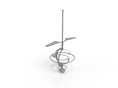 Modern Electronic Device Featuring Propeller And Circular Rings On Metal Rod Base 3d model