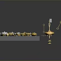 Elegant Household Items Displayed on Trays with Gold and Silver Accents