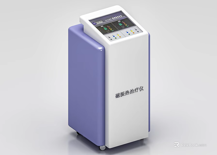 Computer Operated Transcranial Magnetic Therapy Instrument With Purple White Body And Control Panel 3d model 