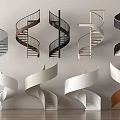 Modern revolving staircase combination 3d model