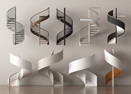 Modern revolving staircase combination 3d model