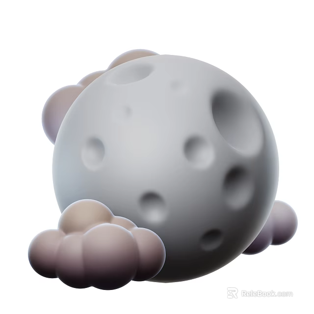 Stylish Moon And Cloud Shaped Decorative Ornament Combination For Home Decor 3d model 