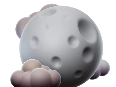 Stylish Moon And Cloud Shaped Decorative Ornament Combination For Home Decor 3d model