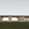 Garden Landscape Featuring Curved Wooden Arches Central Trees And Natural Light