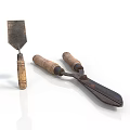 Vintage Garden Tools Old Shovel And Pruning Shears With Wooden Handles